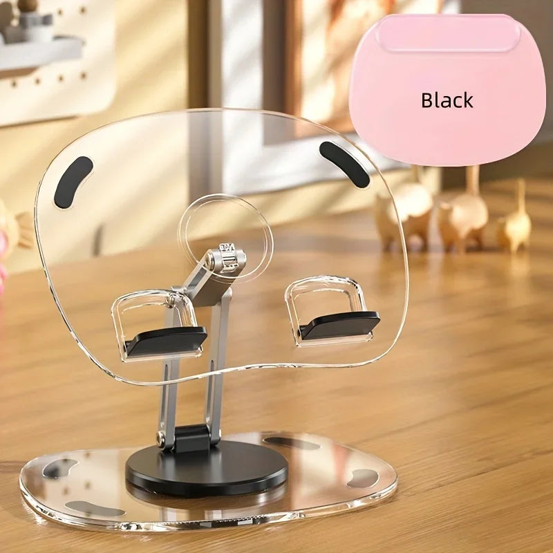 360° Rotating Mobile Transparent Phone Holder Multi-Functional Flat Support Stand Retractable Mobile Phone Stand Desktop Holder