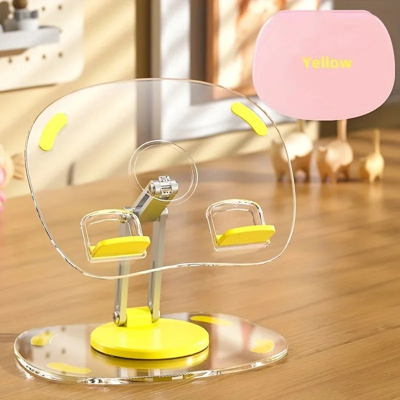360° Rotating Mobile Transparent Phone Holder Multi-Functional Flat Support Stand Retractable Mobile Phone Stand Desktop Holder