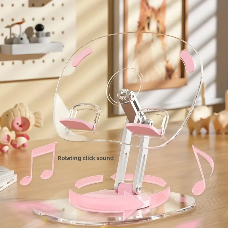 360° Rotating Mobile Transparent Phone Holder Multi-Functional Flat Support Stand Retractable Mobile Phone Stand Desktop Holder