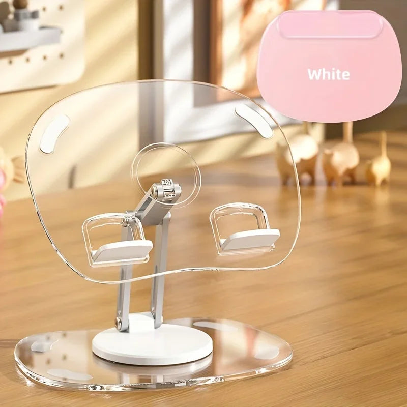 360° Rotating Mobile Transparent Phone Holder Multi-Functional Flat Support Stand Retractable Mobile Phone Stand Desktop Holder